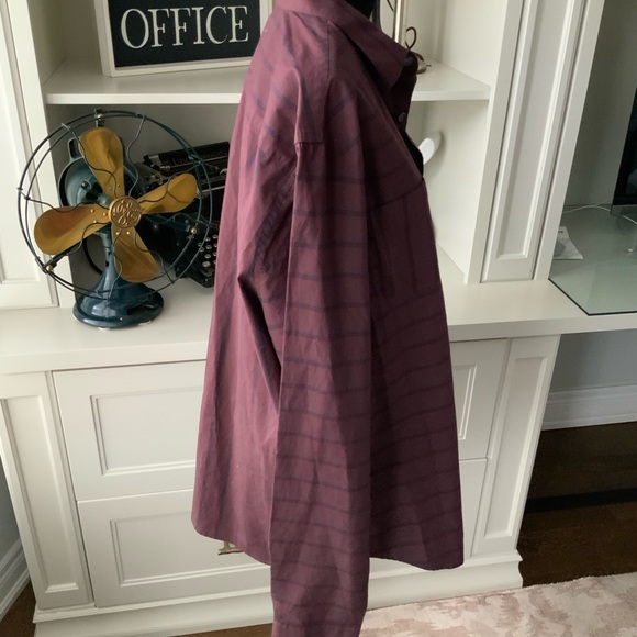 EN THREAD Men’s Burgundy Stripe Button Up Long Sleeve Shirt Size XL BRAND NEW - Picture 6 of 11